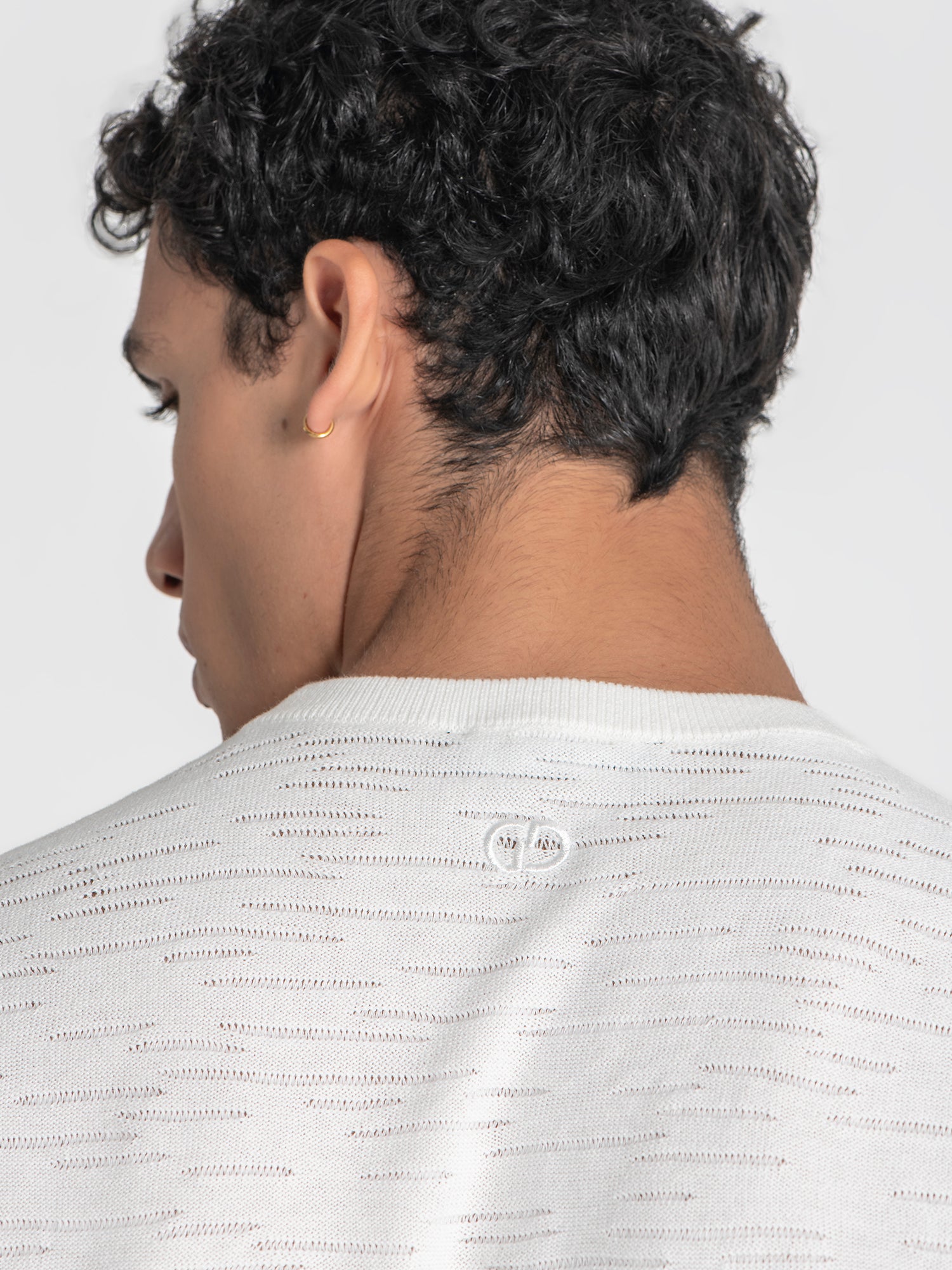t-shirts / White Uneven Knit Tee