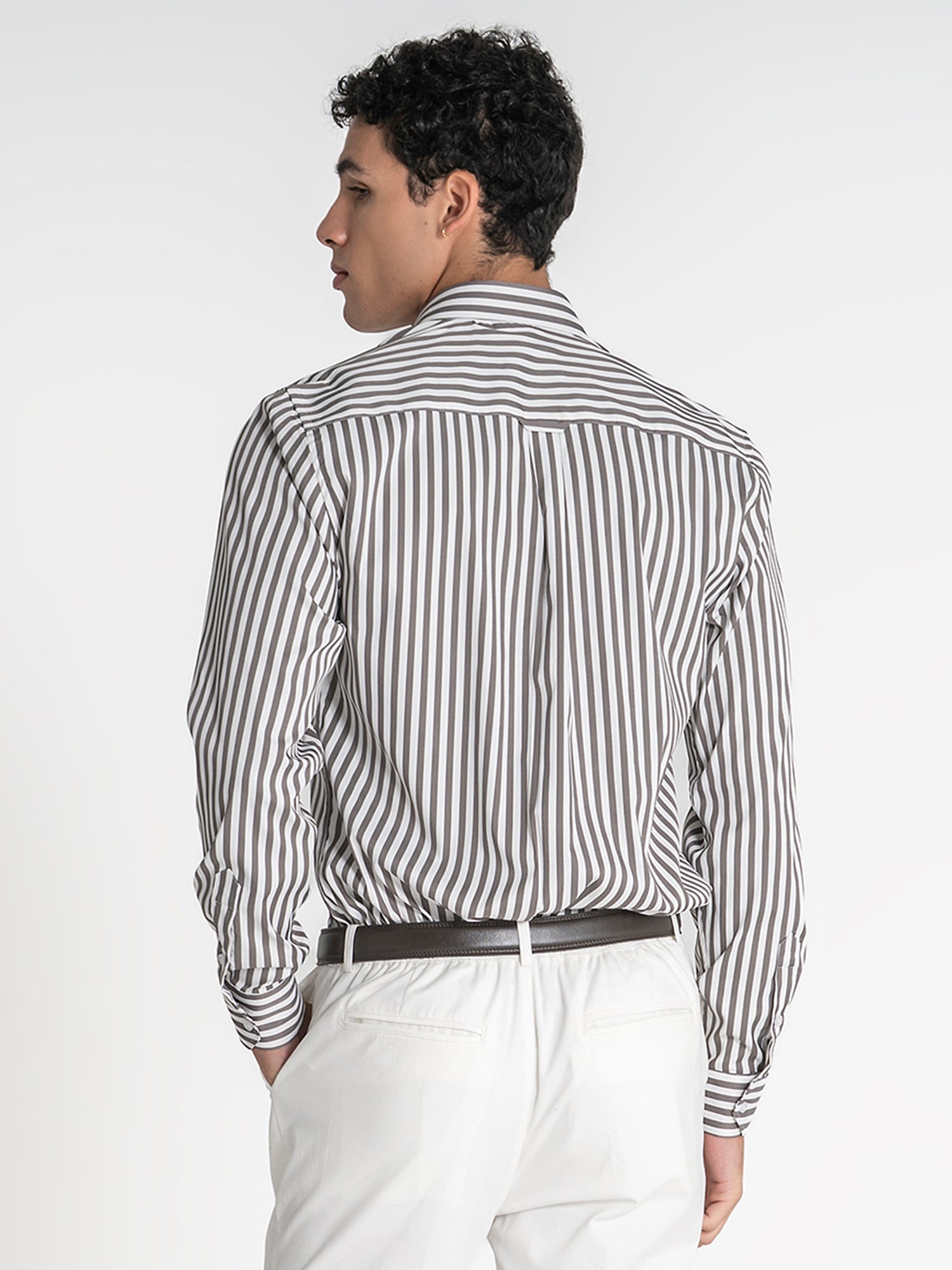 shirts / Taupe Striped Shirt