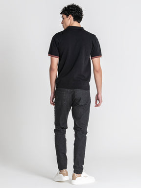 polos / Black Block Knit Polo