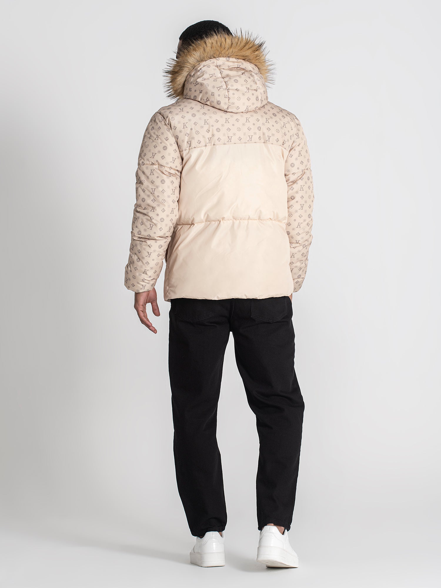 Beige Logomania Puffer Jacket (Defective)