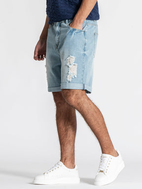 shorts / Light Blue Fray Denim Shorts