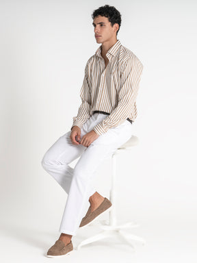 shirts / Beige Striped Shirt