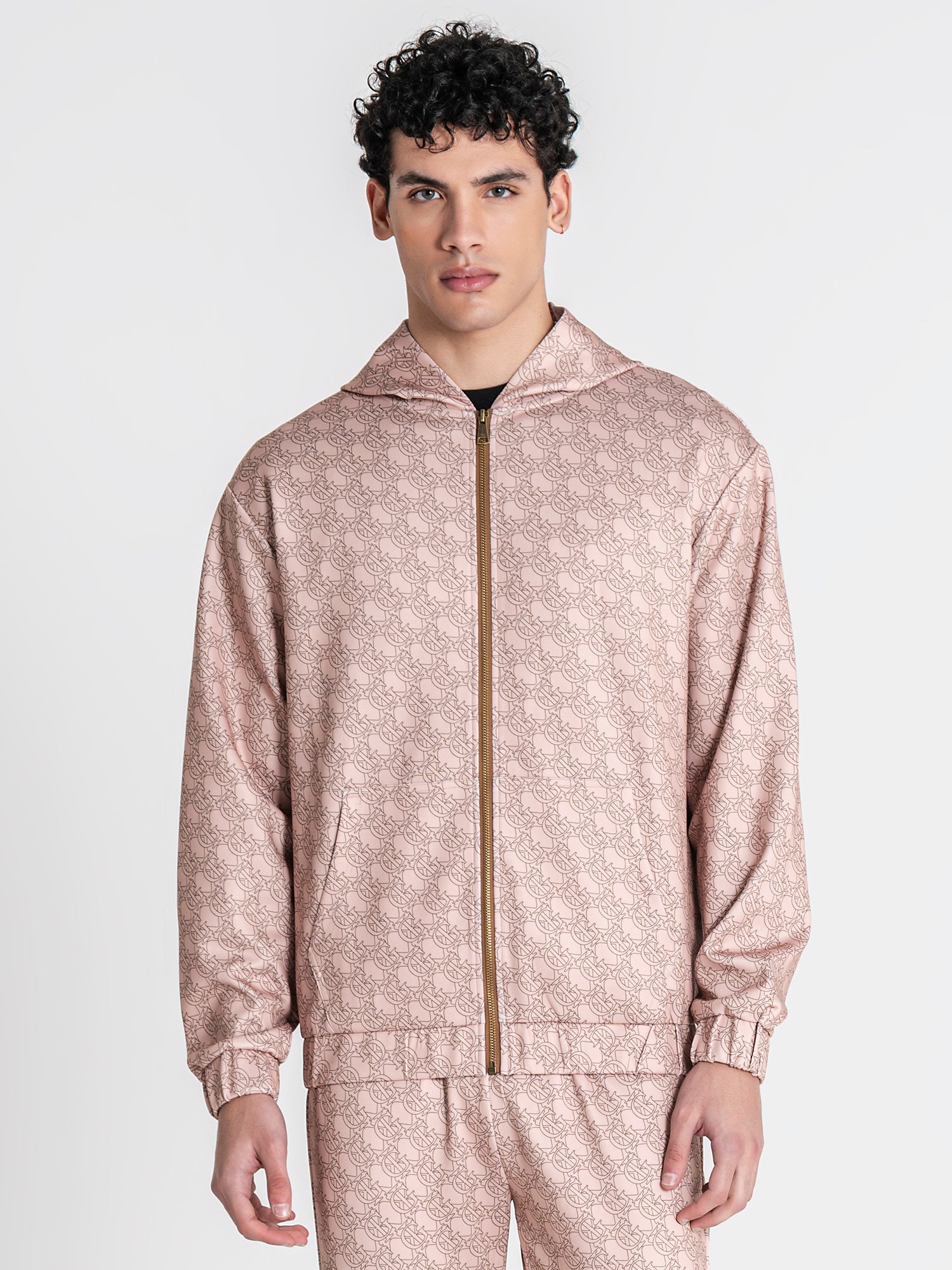 zip jackets / Beige GK Tape Hoodie Jacket