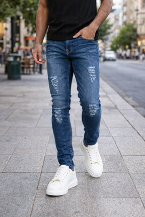 Dark Blue Core Destroyed Jeans