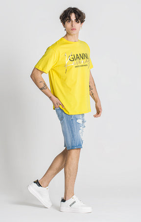 T-Shirt Oversize Blurred Lines Amarela