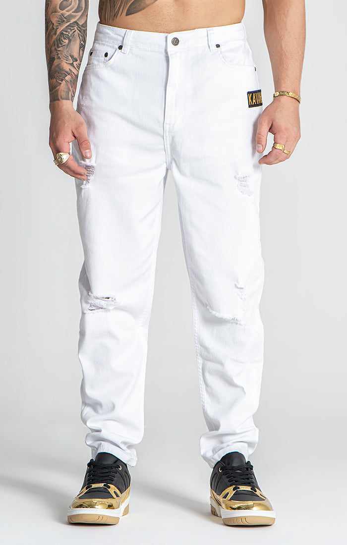 White Highlight Carrot Jeans