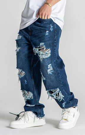 Dark Blue Echo Balloon Ripped Jeans