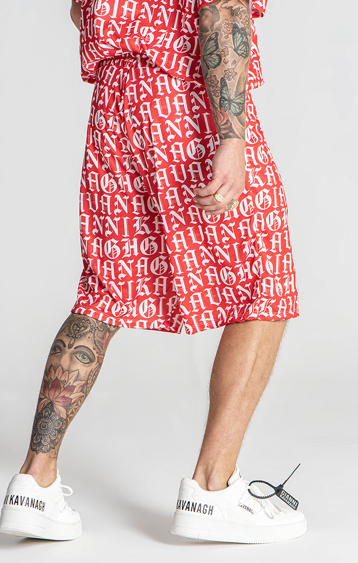 Red Message Loose Shorts