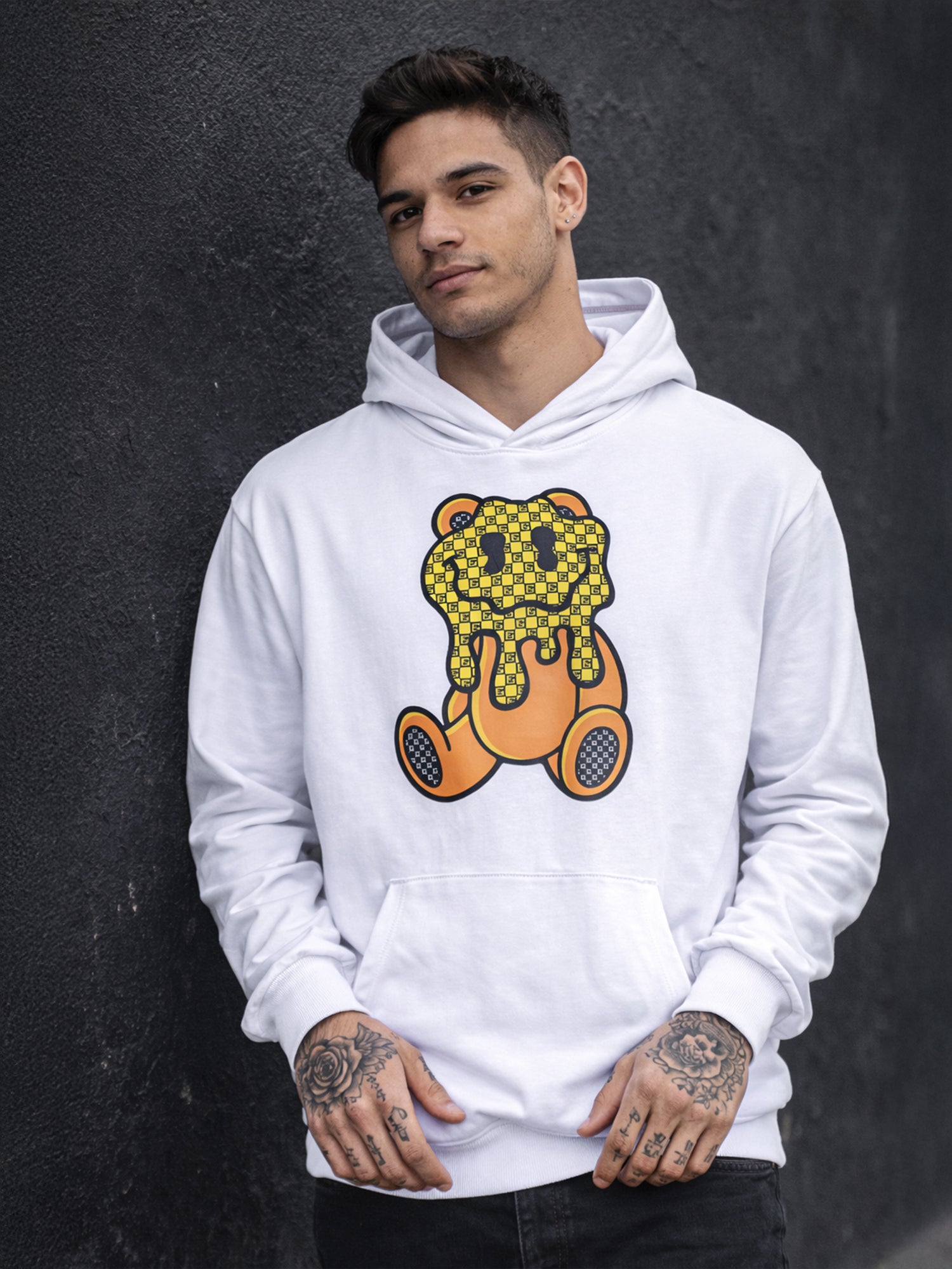 White Melting Bear Hoodie