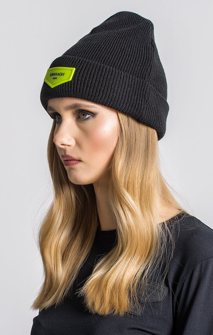 Black Beanie With Neon Green GK Plaque