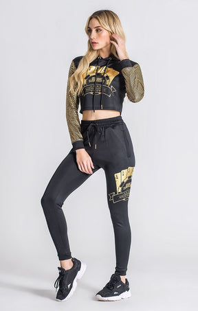 Black Lucky Fever Cropped Hoodie