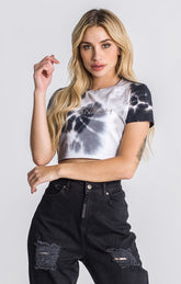 Black And White Tie Dye Cropped Tee